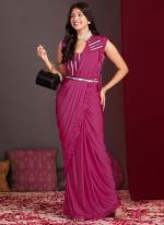 Lycra Pink Party Wear Frill Border Ready To Wear Saree